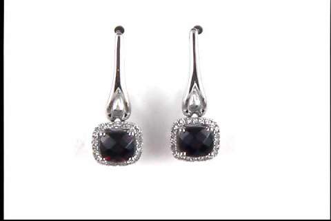 10k White Gold Garnet Earrings