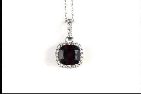 14K White Gold Garnet Pendant