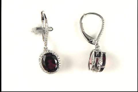 10K White Gold Garnet Earrings