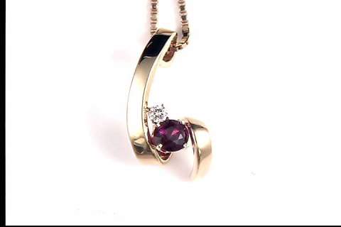 14K Yellow Gold Rhodolite Garnet Pendant