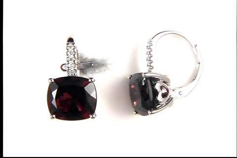 14k white gold garnet dangle pierced earrings