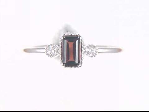 10k White Gold Garnet Ring