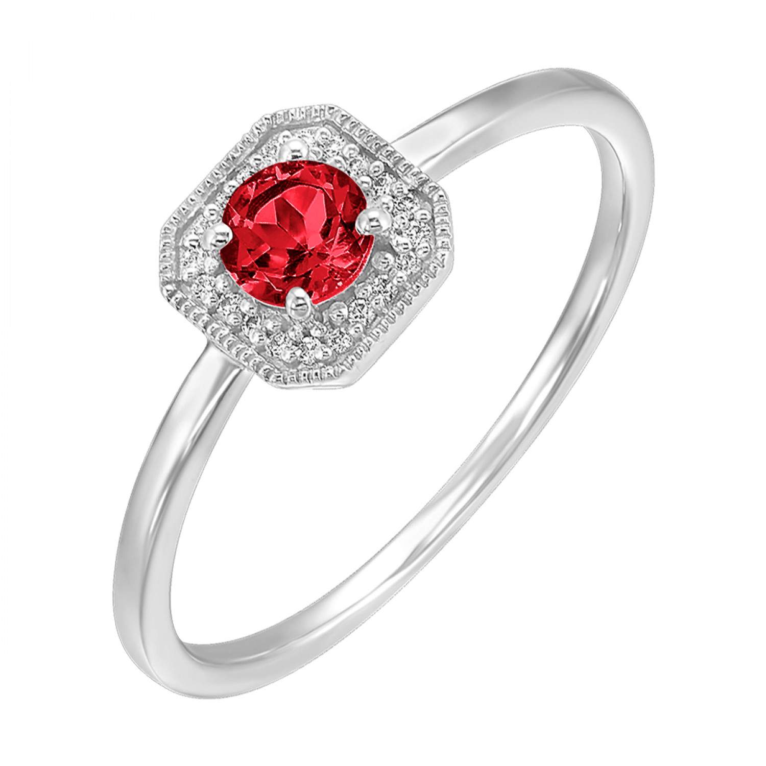 10K White Garnet Ring