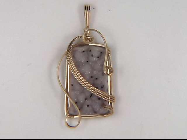 14k gold filled hand-made wire wrapped Drusy pendant
