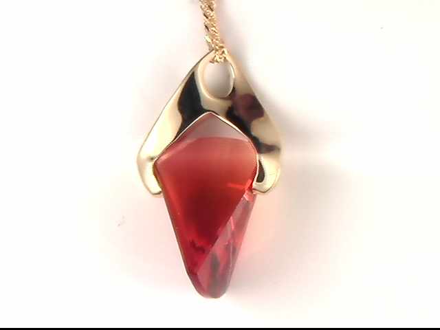 14k yellow gold Created Padparadsha pendant