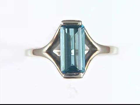 14K White Hunan Obsidian Ring