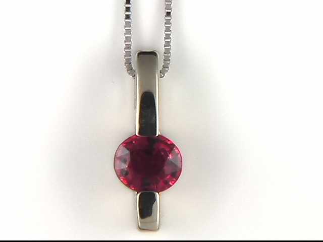 14k white gold red spinel pendant