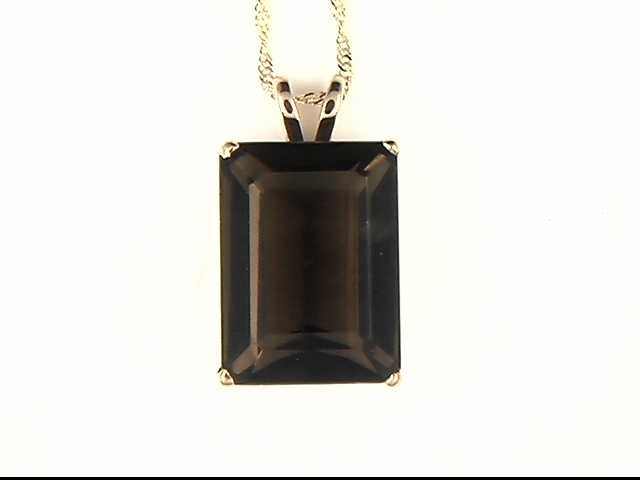 14k Yellow Gold Smokey Quartz Pendant