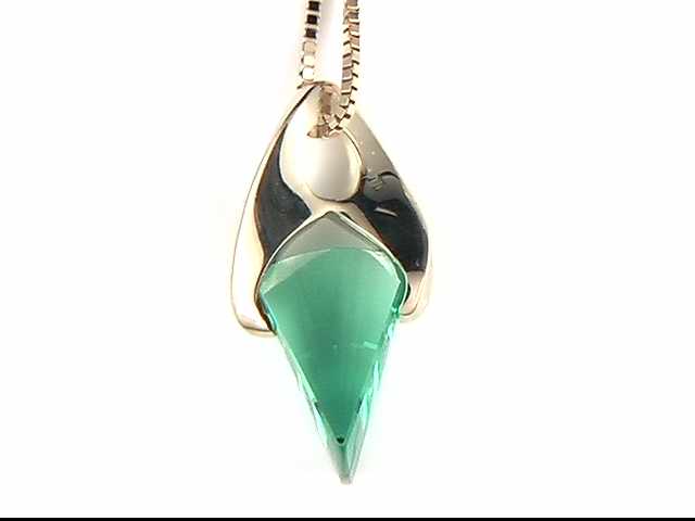 14k yellow gold created green spinel pendant