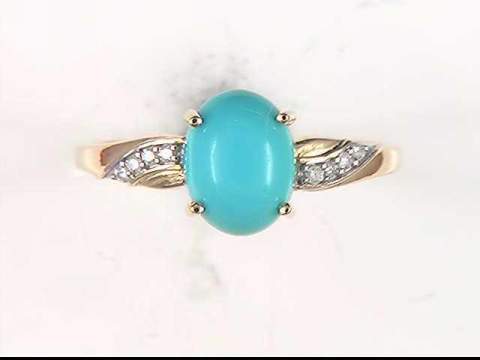 14K Yellow Turquoise Ring