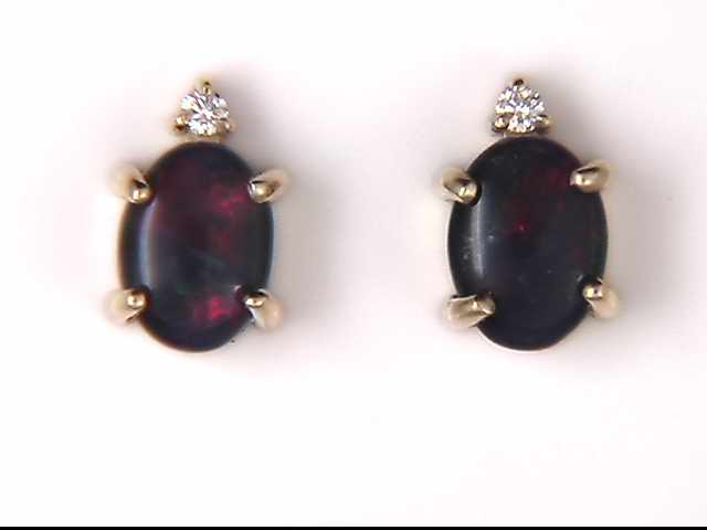 14k Yellow Gold Opal Triplet Earrings