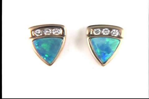14K Yellow Boulder Opal Earrings