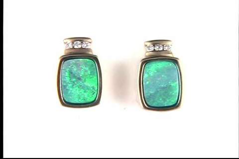14K Yellow Gold Boulder Opal Earrings