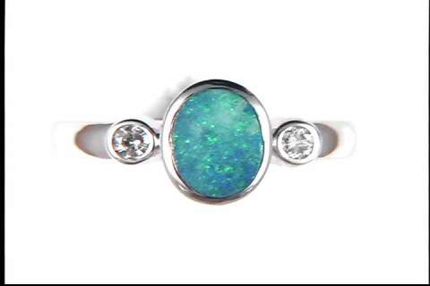 10k White Gold Boulder Opal Ring