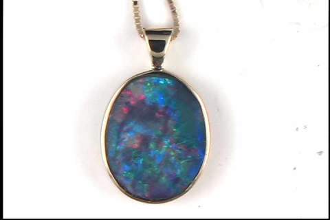 14k Yellow Gold Boulder Opal Pendant