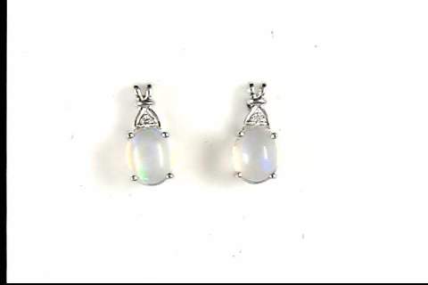 10k white Gold opal earrings