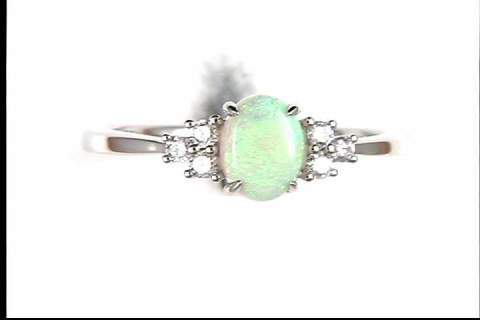 14k white gold opal ring