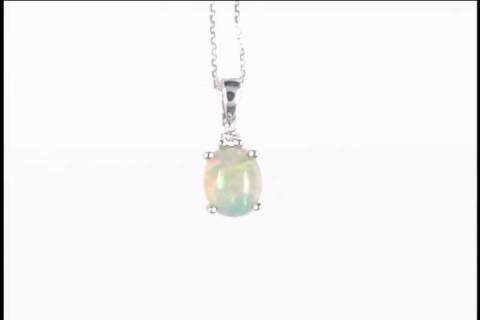 14K White Opal Pendant