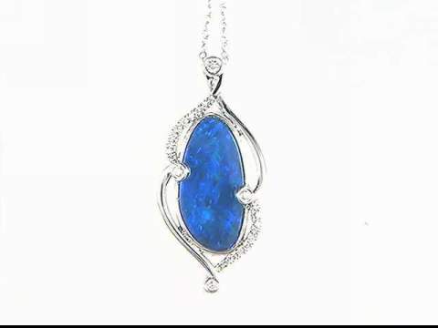14K White Opal Pendant