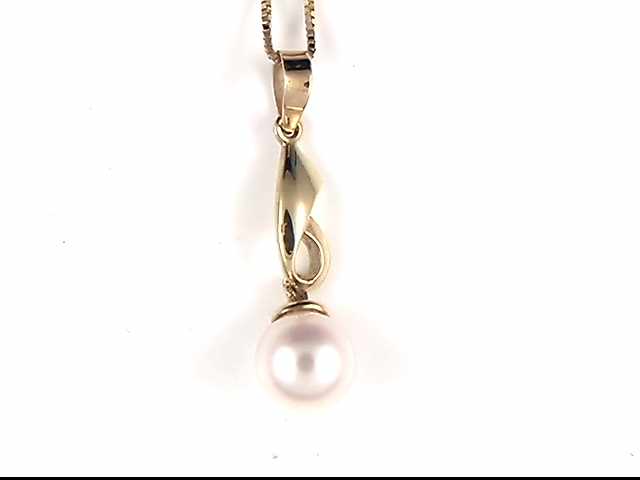 14k yellow gold pearl pendant