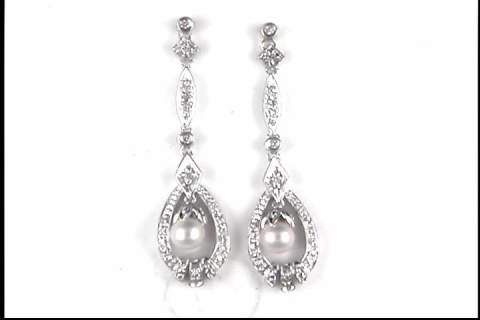 14k White Gold Pearl Earrings