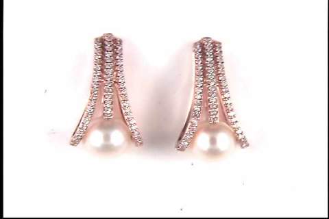 14k Rose Gold Akoya Cultured Pearl Earrings