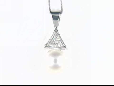 Pearl and Trillion Diamond Necklace