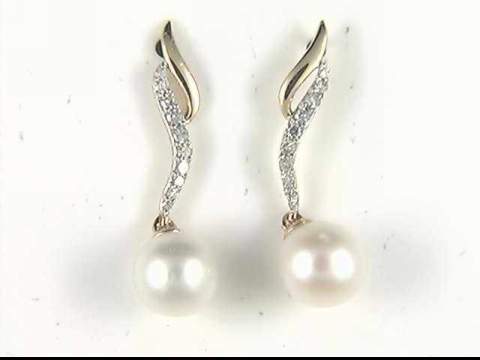 10k Yellow Gold Pearl Earrings