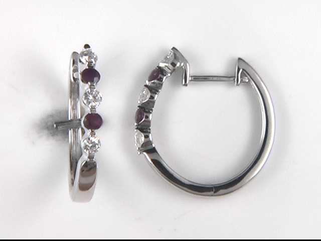 14k White Gold Ruby And Diamond Earrings