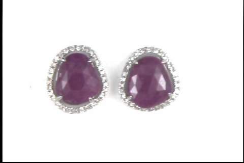 14k White Gold Ruby Stud Earrings