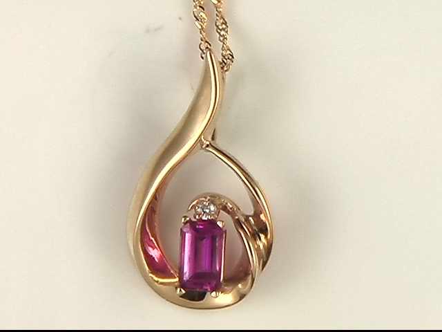 14K Yellow Gold Pink Sapphire Pendant