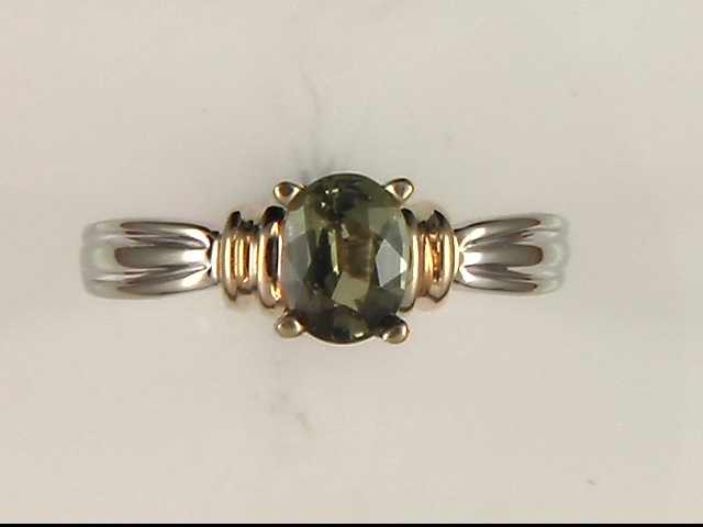 14k White and Yellow Gold Green Sapphire Ring