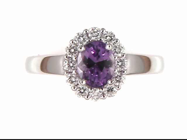 14k White Gold Purple Sapphire Ring