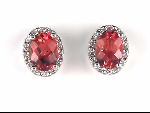 14k White Gold Lab Created Orange Sapphire Earrings