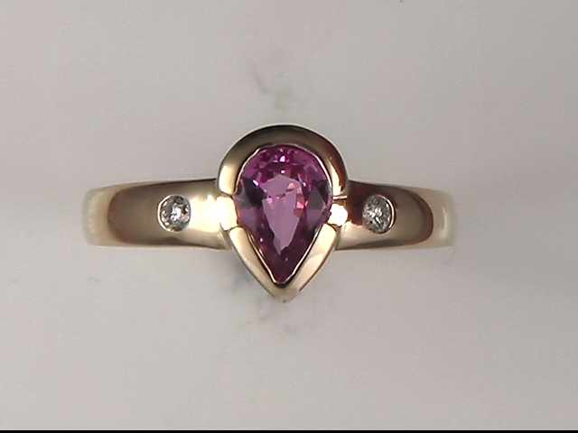 14k Yellow Gold Pink Sapphire Ring