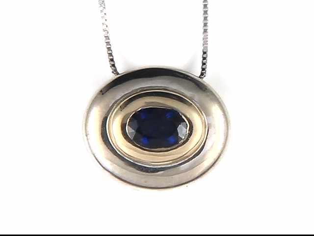 14k White And Yellow Gold Sapphire Pendant