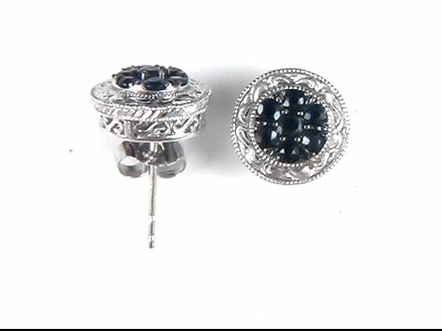 10k White Gold Sapphire Earrings