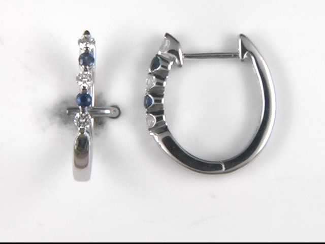 14k White Gold Sapphire And Diamond Earrings