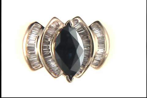 14k Yellow Gold Created Sapphire Ring