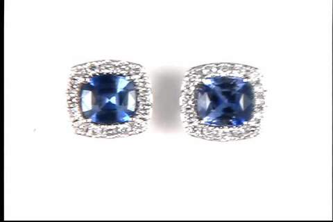 14K White Gold Sapphire Earrings