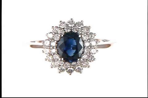 14K White Gold Sapphire and Diamond Ring