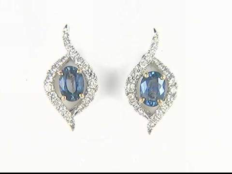 14k White Gold Sapphire Earrings